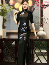 Floral Velvet Improved Long Cheongsams